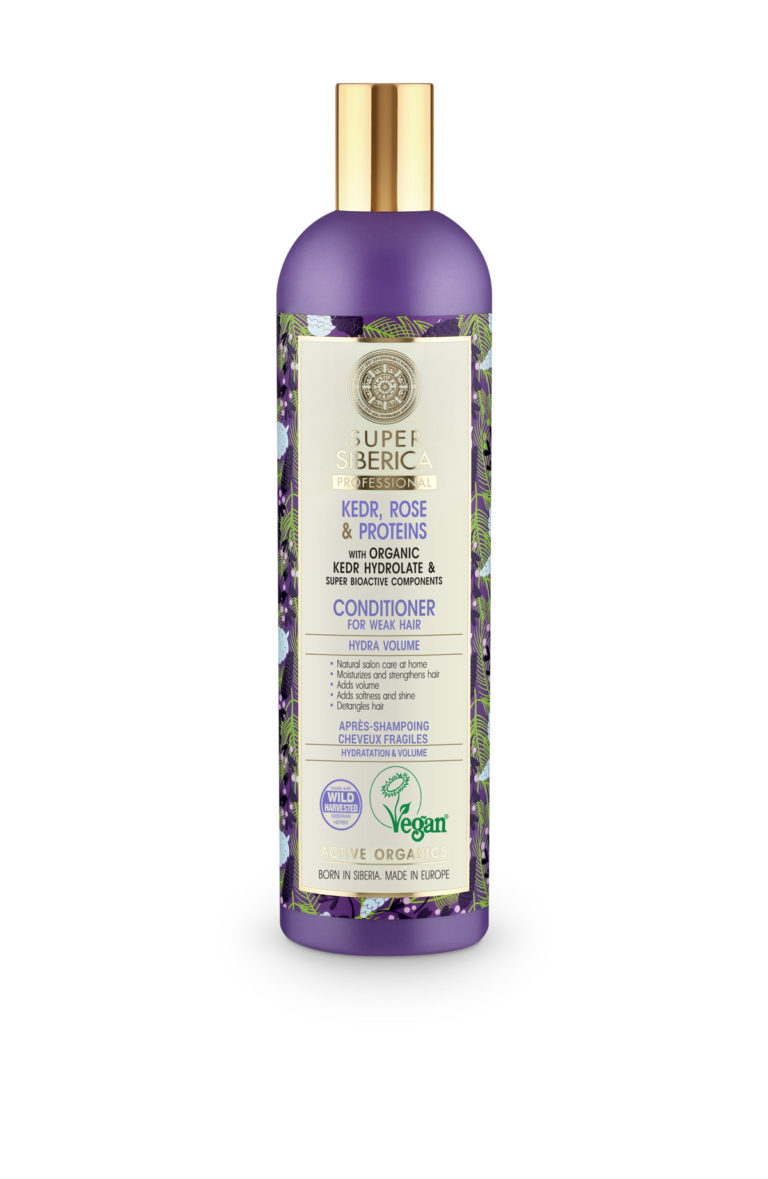 Super Siberica Kedr, Rose & Proteins, kondicioner per volum shume dimensional per floke te dobet, 400ml